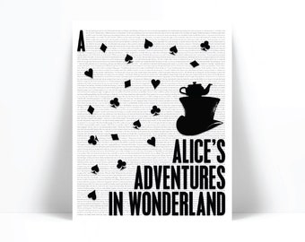 Alice in Wonderland by Lewis Carroll Art Print - Book Lovers Librarian Poster - Nursery Library Literary - Classroom English Teacher Gift