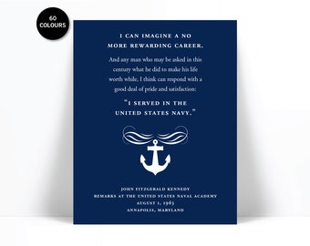 John Fitzgerald Kennedy US Navy Speech Art Print - JFK President Speech Quote Poster - American History - Armed Services Military - Sailor