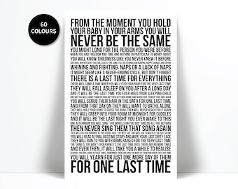 The Last Time Poem Art Print - Nursery Decor - New Parents Gift - Mothers Day - Newborn Gift - Baby Shower - Inspirational Wall Art - Poetry