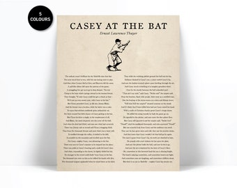 Casey at the Bat by Ernest Thayer Art Print - Baseball Fan Art - Athlete Coach Gift - Baseball Poster Poem - Sports Gift - History Art Print