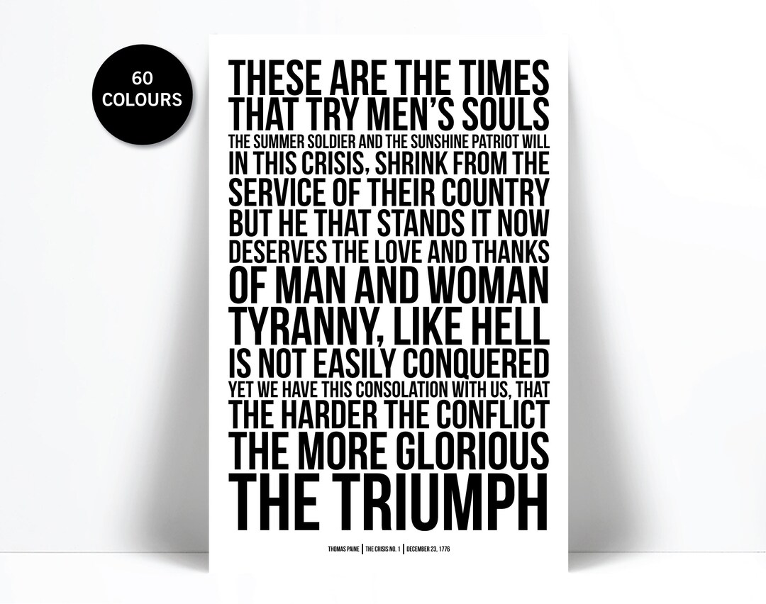 Thomas Paine Quote Art Print - Political Speech Activism - American ...