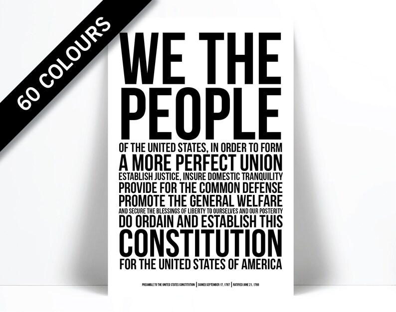 Download Preamble to the US Constitution Art Print Political American | Etsy
