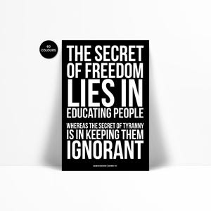 Robespierre Quote Art Print - Secret of Freedom Tyranny Ignorance - Classroom Poster - History Facts Knowledge - Public Education Teacher