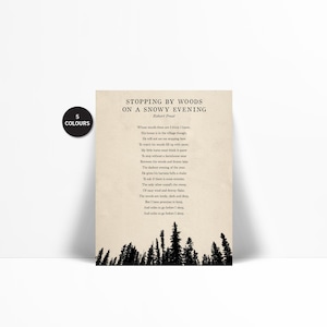 Stopping by Woods Robert On A Snowy Evening Art Print - Miles to Go Before I Sleep Poem - Motivational Inspirational - Robert Frost Poetry