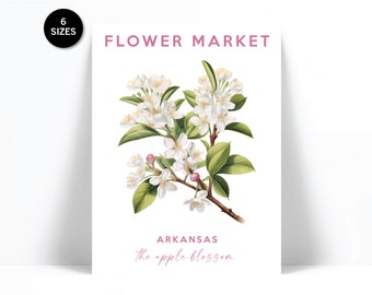 Flower Market Art Print - Arkansas State Flower Wall Art - Apple Blossom Poster - Floral Botanical Plant Art Print - Flower Shop Art Decor