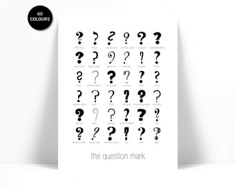 Question Marks Art Print - Punctuation Typography Poster - Graphic Designer Gift - Gift for English  Teacher - Book Lover's Gift - Type Art