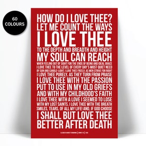 How Do I Love Thee Elizabeth Barrett Browning Art Print - Poster for Poetry Literature Lovers - Poem Poster - Poetry Poster - Literary Print
