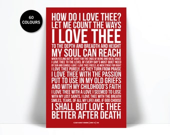 How Do I Love Thee Elizabeth Barrett Browning Art Print - Poster for Poetry Literature Lovers - Poem Poster - Poetry Poster - Literary Print