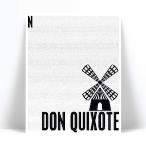 Don Quixote by Miguel de Cervantes Art Print - Book Lovers Decor - Literature Literary Poster - English Teacher Classroom Gift - Library Art