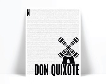 Don Quixote by Miguel de Cervantes Art Print - Book Lovers Decor - Literature Literary Poster - English Teacher Classroom Gift - Library Art