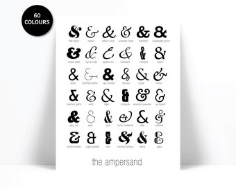 36 Ampersands - Art Print - Punctuation Typography Poster - Graphic Design Art Print - Ampersands Poster - Fonts Art Print - Fonts Poster