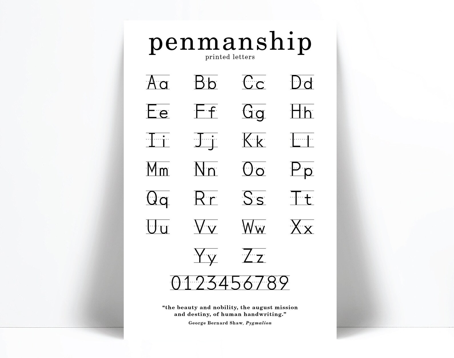 Penmanship Writing Chart Print Letters Art Print Classroom Etsy