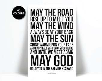 May The Road Rise Up To Meet You - Irish Blessing - Inspirational Art - Motivational Print - Typographic Print - Irish Art - Gaelic Blessing