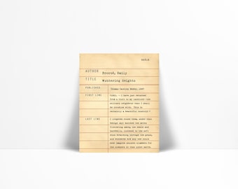 Wuthering Heights by Emily Bronte - Library Card Art Print - Book Lovers Literary Poster - Library Poster - Book Gift - Dewey Decimal System