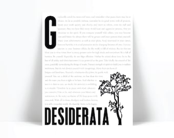 Desiderata by Max Ehrmann Art Print - Literary Literature Quote - Inspirational Motivational Print - Proverb - Go Placidly Poem Poetry Decor