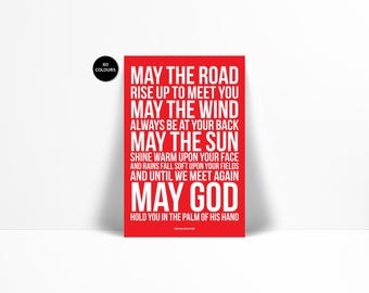 May The Road Rise Up To Meet You - Irish Blessing - Inspirational Art - Motivational Print - Typographic Print - Irish Art - Gaelic Blessing