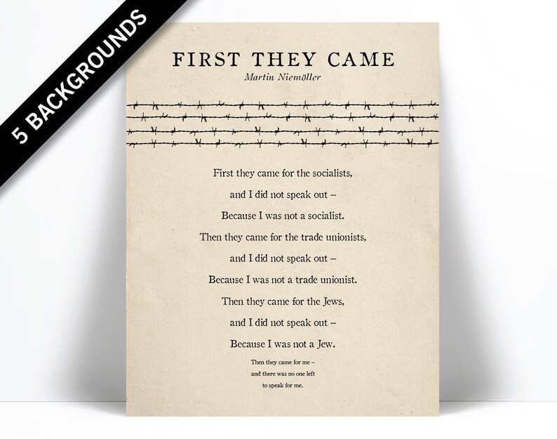 First They Came Then They Came For Me Art Print Martin | Etsy