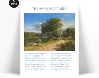 The Road Not Taken by Robert Frost - Inspirational Motivational Literary Poster - Dankvart Dreyer Painting - Empowerment Graduation Gift Art