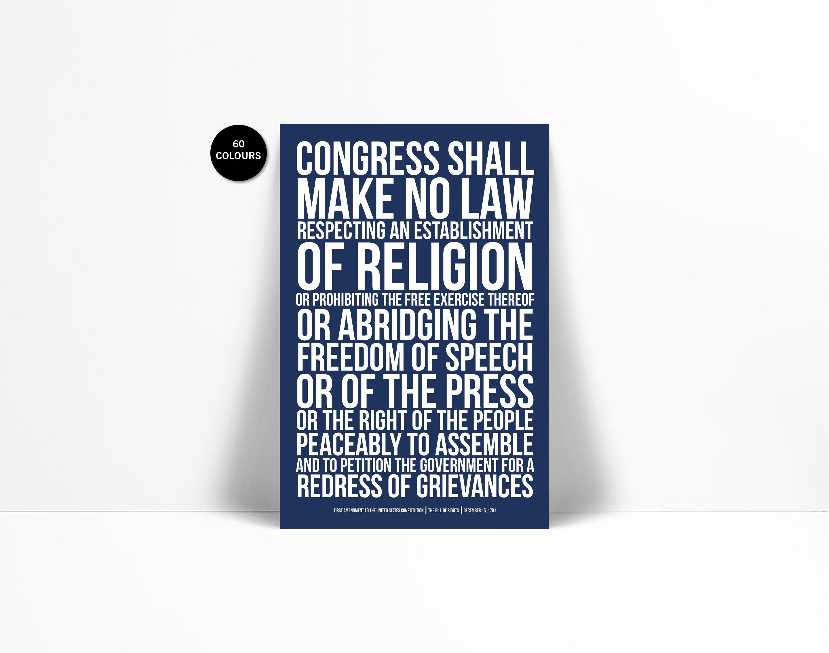 First Amendment US Constitution Bill of Rights Art Print - Freedom of ...