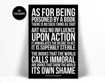 Oscar Wilde Quote Banned Books Art Print - Library Poster - Censorship Freedom to Read - Classroom Literary Reader Gift - English Teacher