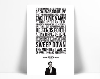 Robert Kennedy Ripple of Hope Quote Art Print - Liberal Political Activism Speech  - American History Poster - Courage Oppression Resistance