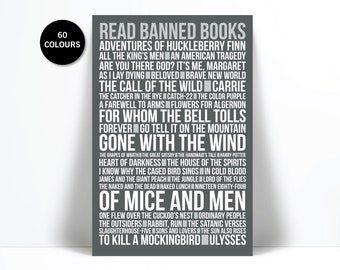 Read Banned Books Art Print - Library Poster - Censorship Art Print - Freedom to Read - Classroom Literary Reader Gift - English Teacher Art
