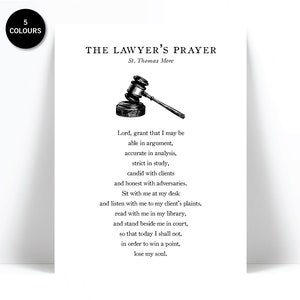 Lawyer&#39;s Prayer Thomas More Art Print - Gift for Lawyer Attorney - Law School Graduation - Law Student - Legal Justice Courtroom Quote Art