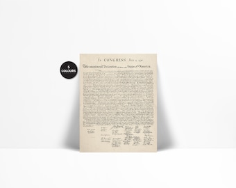 Declaration of Independence Art Print - American History Poster - Independence Day - Life Liberty Pursuit Happiness - American Revolution