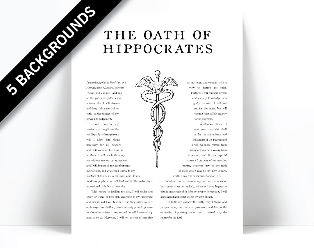 The Hippocratic Oath Art Print Hippocrates Medical Quote - Etsy