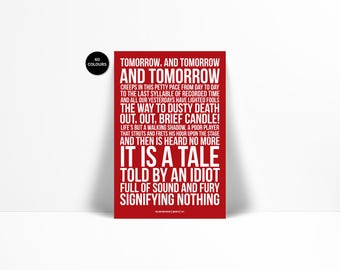 William Shakespeare Quote Art Print - Macbeth Poster - Literature Literary Poster - Actor Gift - Shakespeare Play Print - Theatre Art Decor