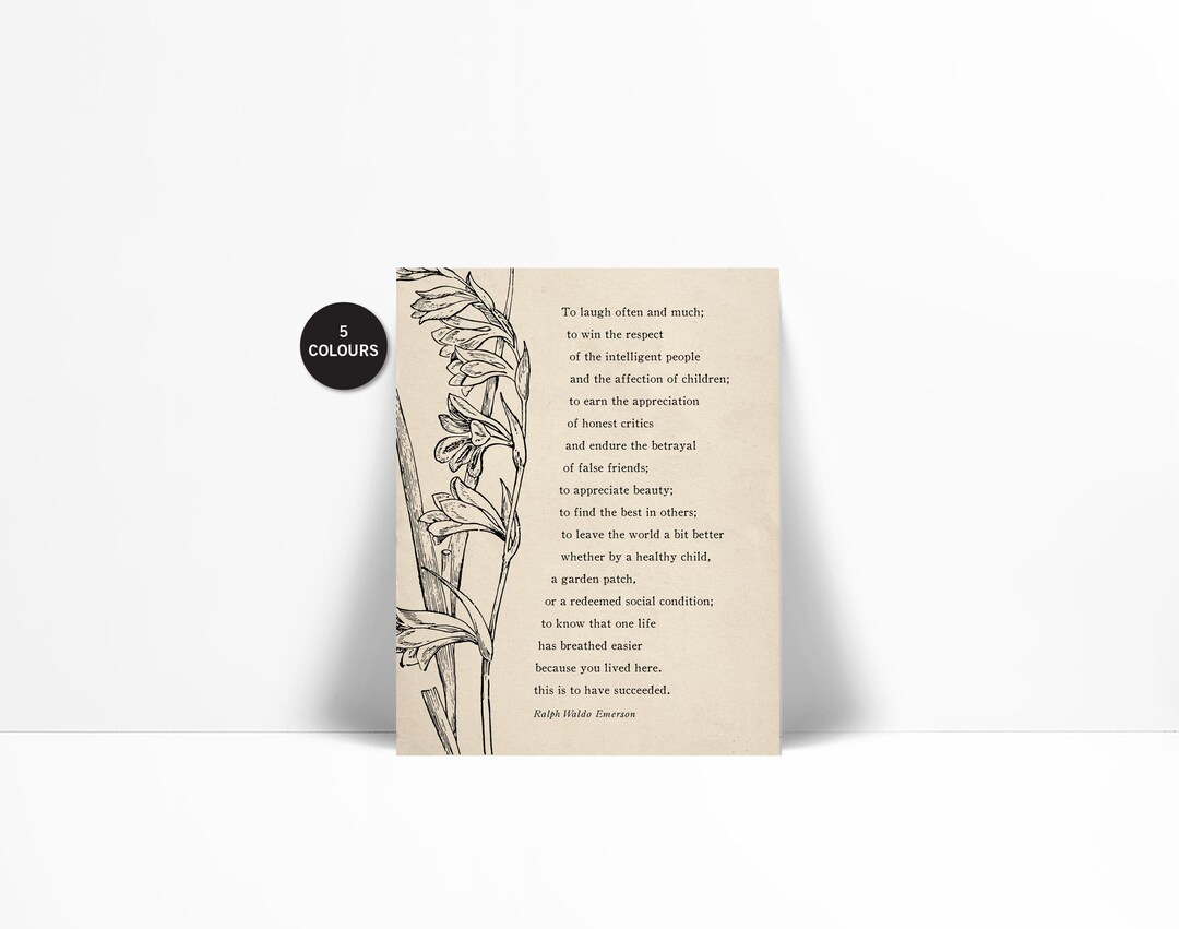Ralph Waldo Emerson Quote Art Print - to Laugh Often - Graduation Gift ...