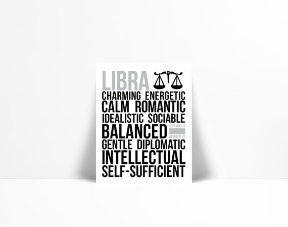 Libra Personality Character Traits - Subway Art - Libra Gift