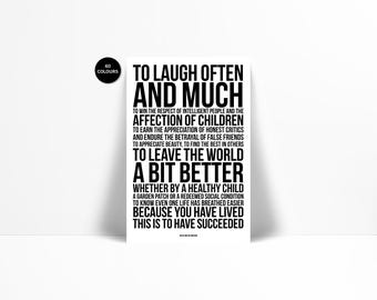 Ralph Waldo Emerson Quote Art Print - To Laugh Often - Graduation Gift - Literary Quote - Inspirational Art - Success Motivational Poster