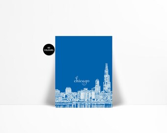 Chicago Art Print - City Poster - Chicago Print - Illinois Art Print - Travel Poster - Chicago Poster - Chicago Skyline - Chicago Wall Art