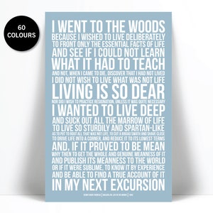 Walden by Henry David Thoreau Art Print - Went to the Woods - Walden Pond - Inspirational Motivational - Literature Quote Art - Nature Print
