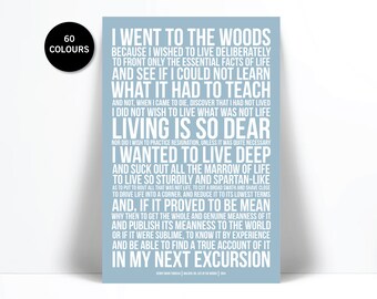Walden by Henry David Thoreau Art Print - Went to the Woods - Walden Pond - Inspirational Motivational - Literature Quote Art - Nature Print