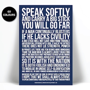 Theodore Roosevelt Speak Softly Carry Big Stick Quote Art Print - American History - Teddy Roosevelt - US Politics - Presidential Speech