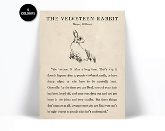 The Velveteen Rabbit by Margery Williams Quote Art Print - Motivational Book Lovers Gift - Literature - English Teacher - Nursery Literary