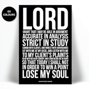 Lawyer&#39;s Prayer Thomas More Art Print - Gift for Lawyer Attorney - Law School Graduation - Law Student - Legal Justice Courtroom Quote Art