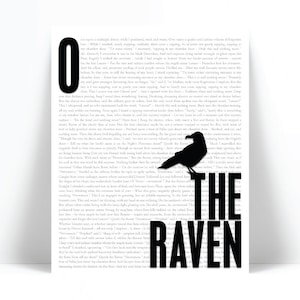 The Raven by Edgar Allan Poe Art Print - Literature Literary Poster - Library Decor - English Teacher Classroom Gift - Nevermore Quote Art