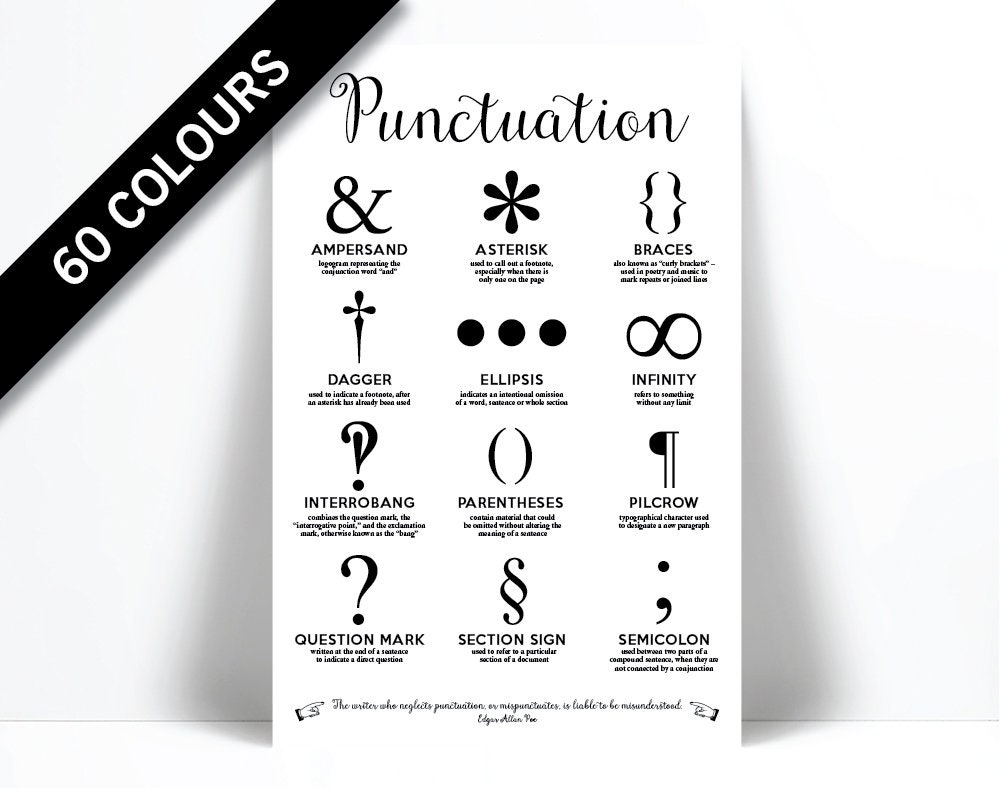 Punctuation Marks Art Print Typography Poster Grammar Art - Etsy