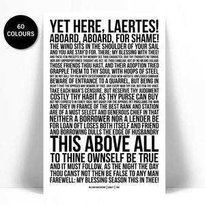 William Shakespeare Quote Art Print - Polonius&#39; Advice to Laertes - Hamlet Print Poster - To Thine Own Self Be True - Theatre Literary Art