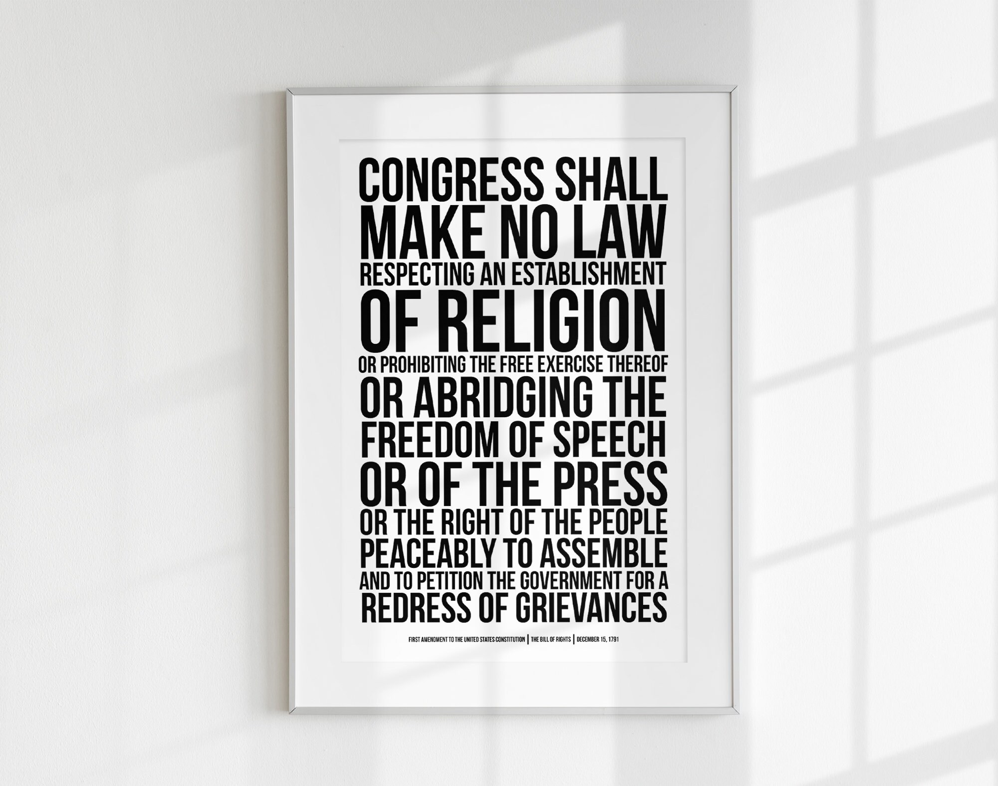First Amendment US Constitution Bill of Rights Art Print - Freedom of ...
