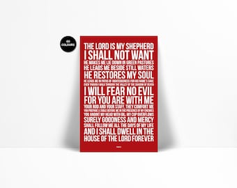 Psalm 23 Bible Verse Art Art Print - Scripture Poster - The Lord is my Shepherd I Shall Not Want - Christian Wall Decor - Biblical Art Print
