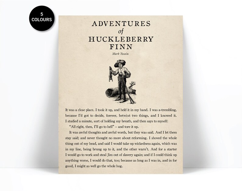 Huckleberry Finn Art Print Mark Twain Quote Print Book Lovers English Teacher Gift Literature Huck Finn Poster Literary Art Print image 1