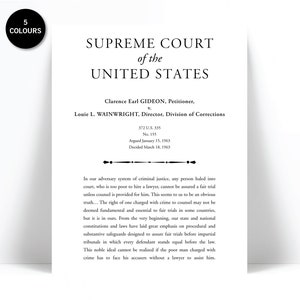 Gideon v. Wainwright Art Print United States Supreme Court Case Quote Justice Legal Poster Lawyer Judge Law Student Gift Classroom image 1