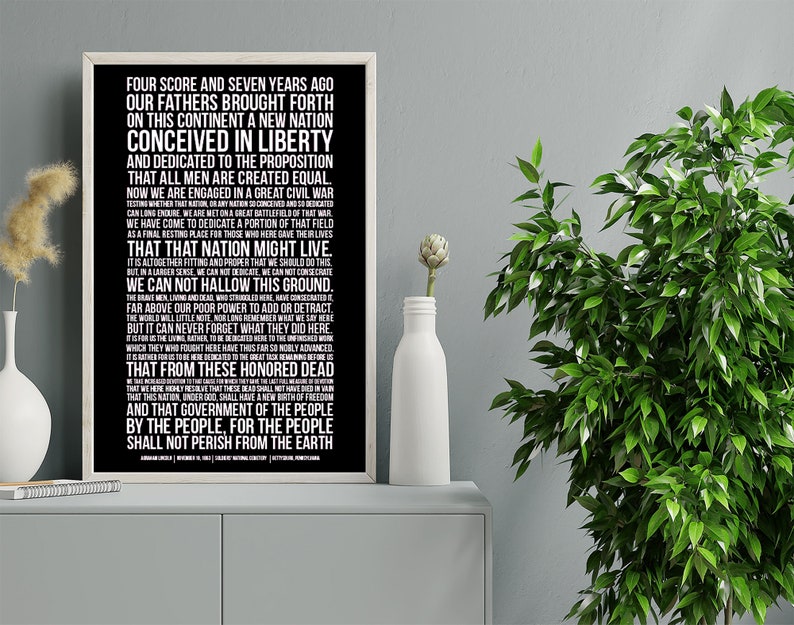 Abraham Lincoln Gettysburg Address Quote Art Print Presidential Speech Poster Historical Civil War Wall Art American History President image 4