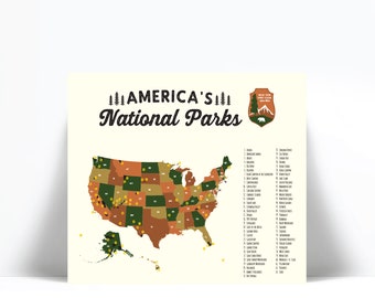 United States National Parks Map Poster Art Print - America's National Parks Poster - USA - Travel Hiking Camping Gift - Wanderlust Art