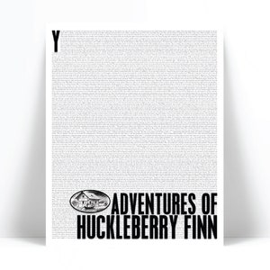 Huckleberry Finn by Mark Twain Art Print - Book Lover - Literature Literary Poster - English Teacher Classroom Art - Library Librarian Decor