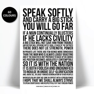 Theodore Roosevelt Speak Softly Carry Big Stick - American History - Teddy Roosevelt Quote - US Politics - Presidential Speech - Anti Trump